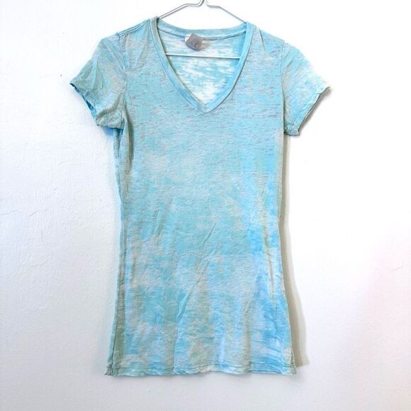 FreeLoader Tie Dye Slub Knit Cotton Blend Short Sleeve Tee Green Medium - Picture 1 of 6